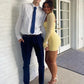 Gorgeous Sheath SweethearLong Sleeve Yellow Short Homecoming Dress with Long Sleeves SH7500