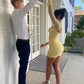 Gorgeous Sheath SweethearLong Sleeve Yellow Short Homecoming Dress with Long Sleeves SH7500