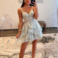 Gorgeous Sparkly Off The Shoulder A-Line Tiered Short Homecoming Dress SH7532