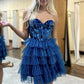 Gorgeous A-Line Sweetheart Short Tiered Tulle Homecoming Dress with Mirror SH7992