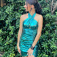 Sexy Sheath Halter Metallic Tight Short Homecoming Dress SH5923