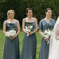 Grey Silk Satin Mismatched Elegant Long Bridesmaid Dresses SH5576