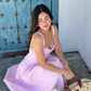 Princess Pink A Line Spaghetti Strap Simple Satin Prom Dress Vacation Dress SH6254