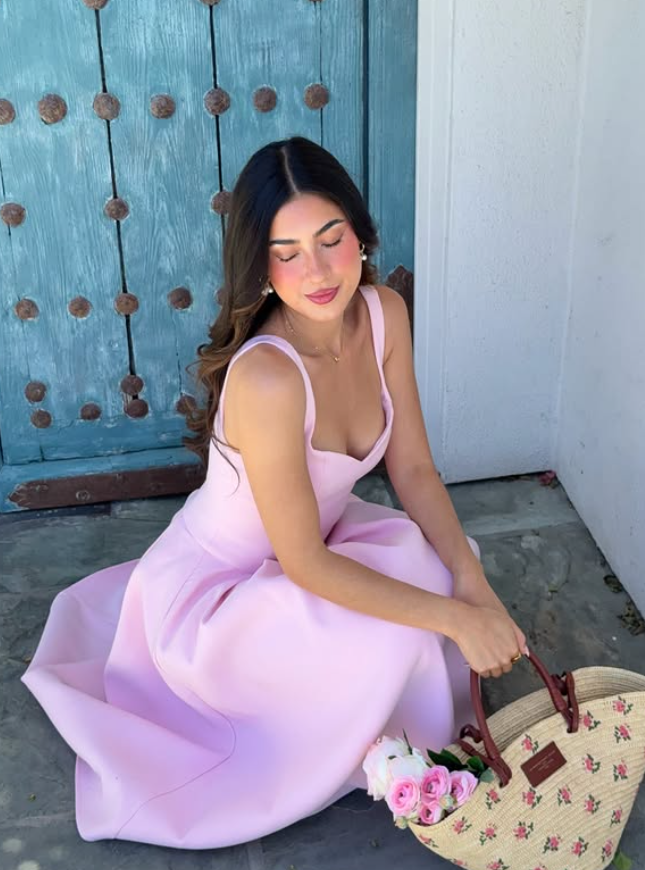 Princess Pink A Line Spaghetti Strap Simple Satin Prom Dress Vacation Dress SH6254