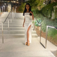 Simple White Satin Slit Prom Dress Long Party Dress SH943