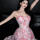 Romantic Pink 3D Floral A Line Sweetheart Neck Tulle Date Dress Evening Dress Homecoming Dress SH3441