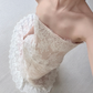 Apricot Sheath Strapless Lace Long Train Wedding Dress SH7723