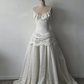 Vintage White Ball Gown Straps Simple Lace Satin Long Prom Dress Party Dress SH5534