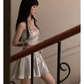 Grey A Line Spaghetti Straps Satin Short Homecoming Dress Outfits SH5822