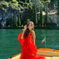 Charming Red A Line V Neck Organza Long Prom Dress Vacation Dress SH4809