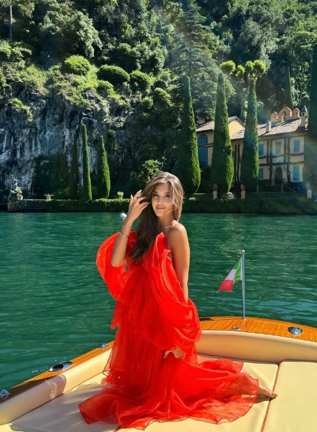 Charming Red A Line V Neck Organza Long Prom Dress Vacation Dress SH4809