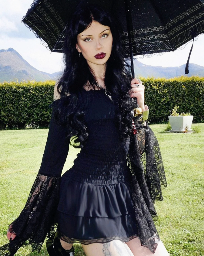 Black A Line Long Sleeve Lace Satin Short Homecoming Dress Mini Dress SH8055