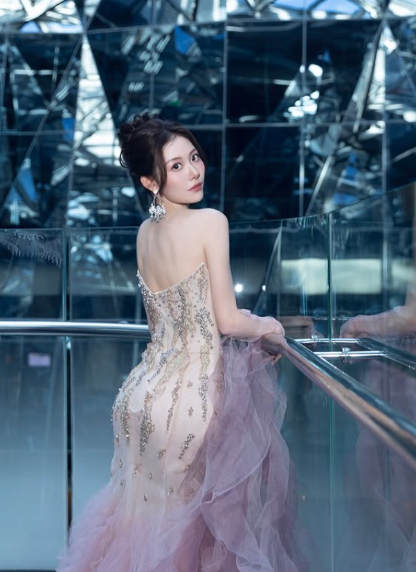 Pink Mermaid Strapless Beaded Tulle Long Sweep Prom Dress 16th Birthday Dress SH4648