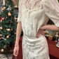 Vintage A Line High Neck White Lace Prom Dress Wedding Dress SH5562
