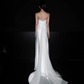 Elegant A Line Strapless White Satin Chiffon Long Wedding Dress SH5961