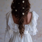 Princess A Line Long Sleeve White Satin Lace Birthday Dress Evening Dress SH2797