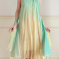 Vintage Yellow Green Ombre Beaded Chiffon Knee Length Wedding Guest Dress Prom Dress SH5442