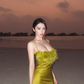 Elegant A Line Spaghetti Straps Feather Satin Prom Dress Vacation Dress SH5191