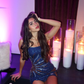 Sexy Dark Blue A Line Straps Sequin Beaded Short Homecoming Dress Outfits SH5810