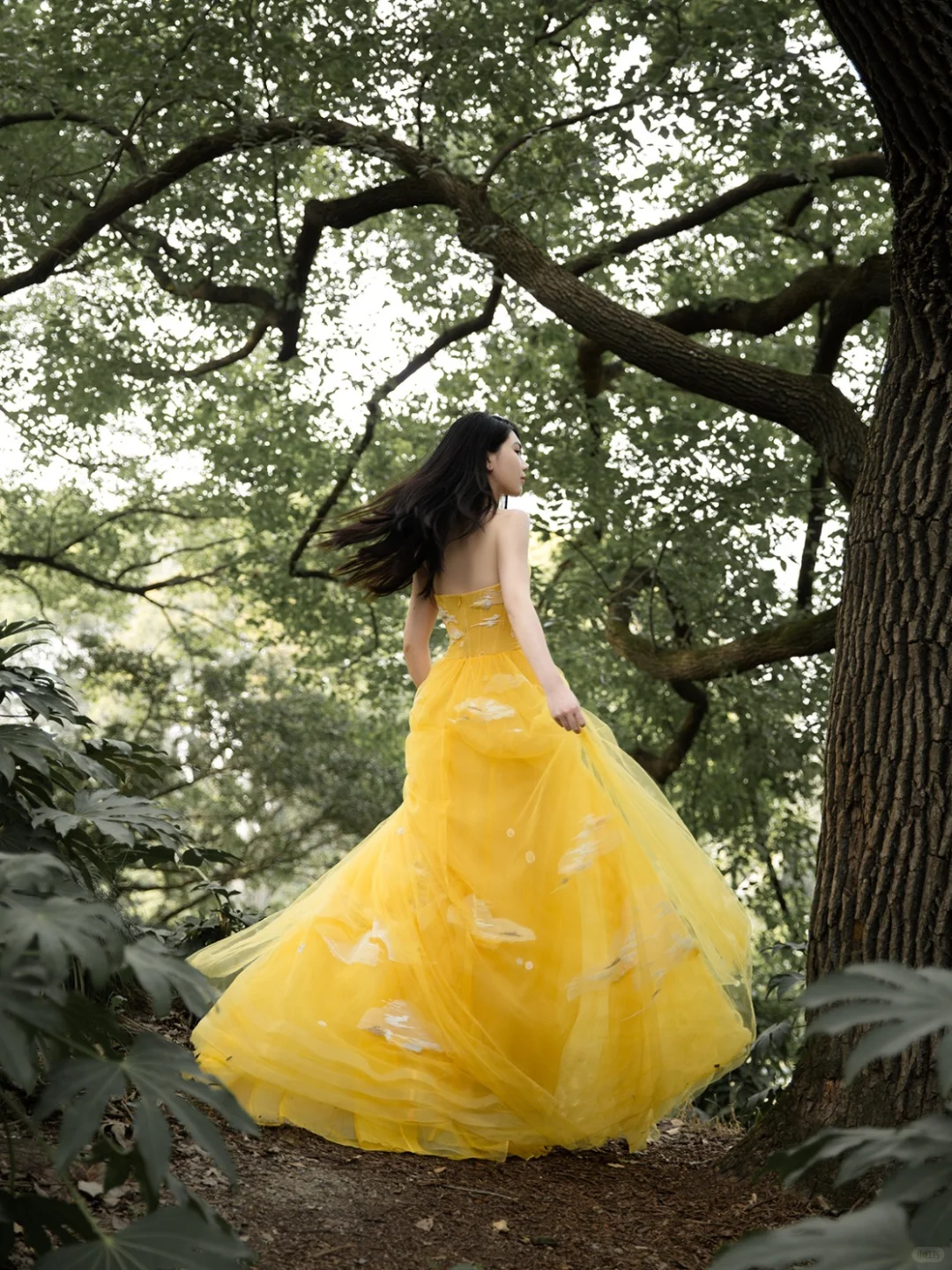 Yellow A Line Strapless White Appliques Tulle Long Prom Dress Party Dress SH4686