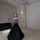 Exquisite A Line Sweetheart Neck Beaded Satin Long Prom Dress Evening Dress SH7714
