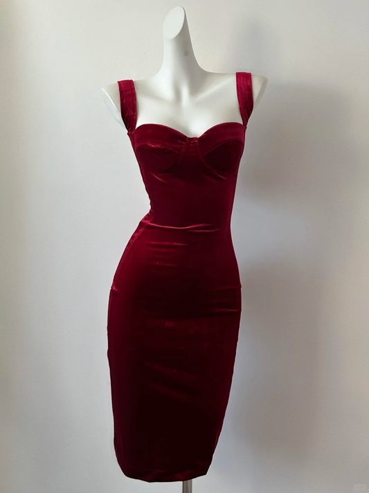 Simple Burgundy Sheath Strap Velvet Short Homecoming Dress Cocktail Dress SH3669