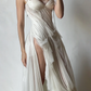 Stunning A Line Straps White Chiffon Prom Dress Evening Dress with Slit SH2259
