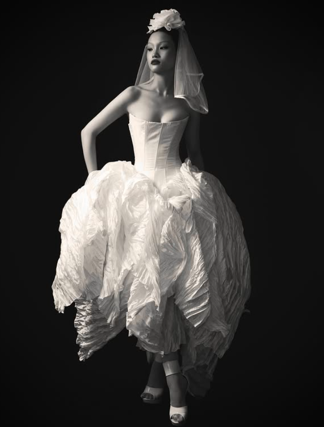 Unique A Line Strapless Corset White Satin Wedding Dress SH4527