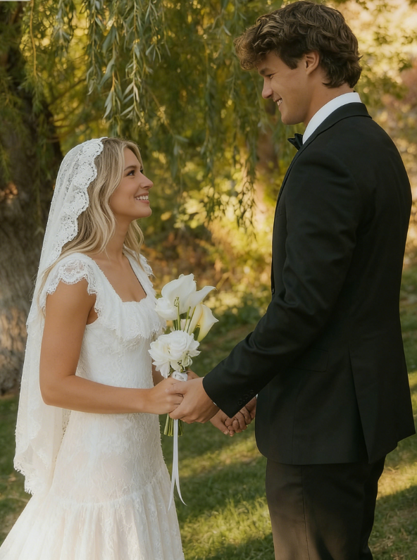 Pretty Simple A Line Straps White Lace Long Wedding Dress SH5282