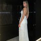 Exquisite A Line Spaghetti Strap Pearl Beaded White Tulle Prom Dress Wedding Guest Dress SH4721