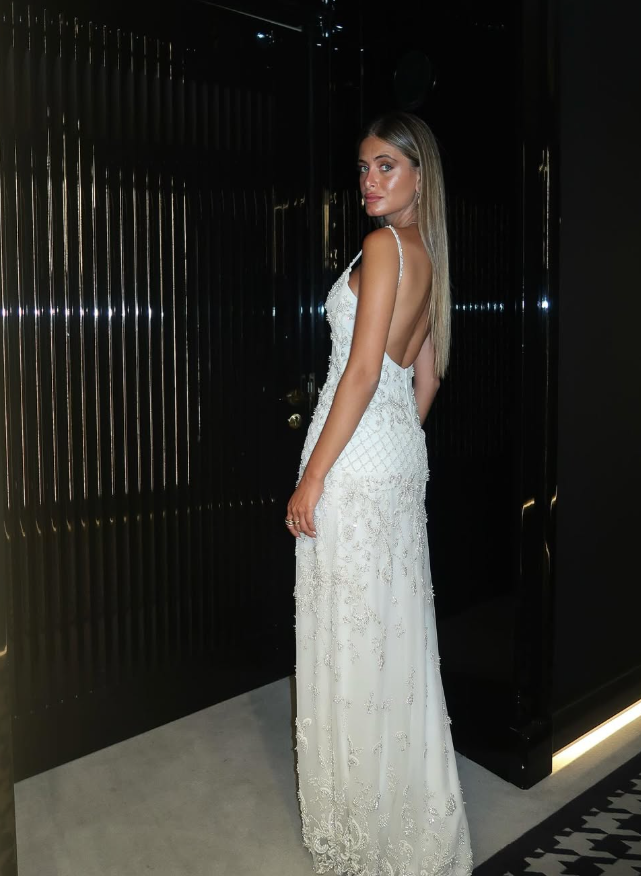 Exquisite A Line Spaghetti Strap Pearl Beaded White Tulle Prom Dress Wedding Guest Dress SH4721