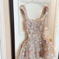 Sweety A Line Straps Embroidery Floral Apricot Tulle Short Homecoming Dress Outfits SH6234