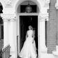 High-class A Line High Neck White Satin Long Wedding Dress SH8253