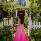 Pink Ombre A Line Spaghetti Strap Satin Backless Prom Dress Vacation Dress SH6253