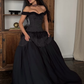 Black Ball Gown Off the Shoulder Satin Lace Prom Dress 16th Birthday Dress SH4658