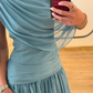 Lake Blue A Line Flowy Chiffon Long Prom Dress Party Evening Dress SH5705