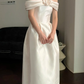 Cute A Line Off the Shoulder White Rose Satin Wedding Dress SH5078