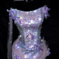 Shiny Lilac Mermaid Strapless Butterfly Sequin Prom Dress Evening Dress SH7169