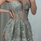 Luxurious A Line Sweetheart Neck Shiny Beaded Sequin Short Prom Dress Homecoming Dress SH8666
