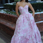 Pink A Line Sweetheart Neck Corset Satin Long Prom Dress Evening Dress SH1953