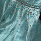 Stunning A Line Sweetheart Neck Beaded Blue Tulle Satin Party Dress Wedding Guest Dress SH3139