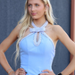 Sweety Light Blue Mermaid Pearl Satin Long Prom Dress Evening DressSH6822