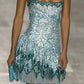 Sparkly Blue Strapless Sequin Homecoming Dress Spaghetti Straps Cocktail Dress Birthday Outfits SH3502