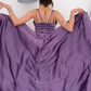 Purple A Line Straps Pleated Satin Long Prom Dress Party Dress SH4843
