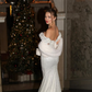 Shiny Mermaid Off the Shoulder White Sequin Long Sweep Prom Dress Party Dress SH6429