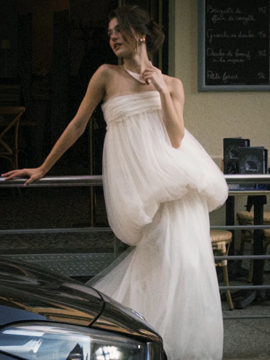 Cute Unique Mermaid Strapless White Tulle Long Wedding Dress SH5100