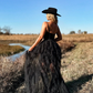 Sexy A Line Spaghetti Strap Corset Ruffle Lace Long Prom Dress Evening Dress with Slit SH2017