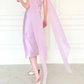 Gentle Light Purple A Line V Neck Chiffon Satin Prom Dress Evening Dress SH6759