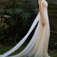 Flowy Simple Ivory A Line Pleated Tulle Long Evening Dress Party Dress SH3484