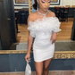 White Sexy Short Homecoming Dress With Rufflues SH651